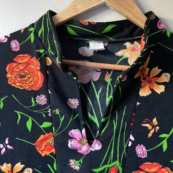 Vintage 80s Floral retro Flowy Babydoll Blouse - Picture 6 of 13